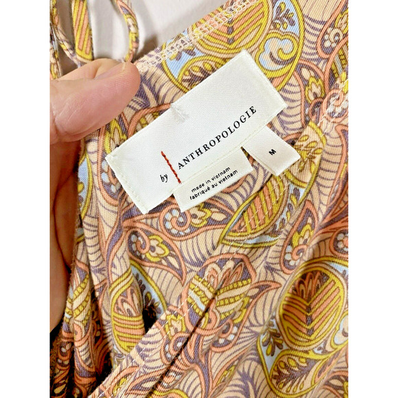 Anthropologie Matilda Ruffle Jumpsuit Peach Wide Leg Tie Back - Picture 8 of 8